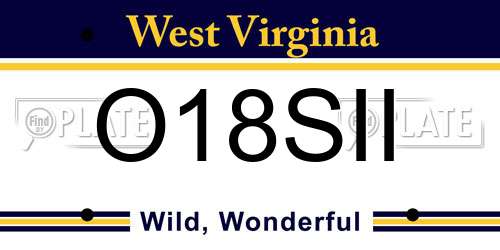 O18SII West Virginia License Plate