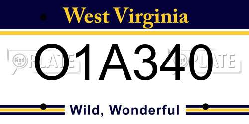 O1A340 West Virginia License Plate