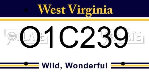 O1C239 West Virginia License Plate