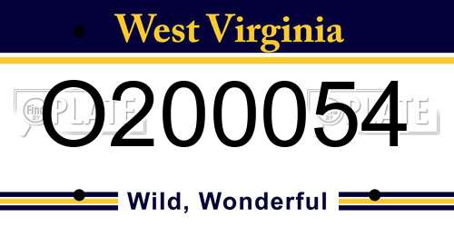 O200054 West Virginia License Plate