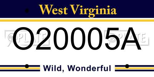 O20005A West Virginia License Plate