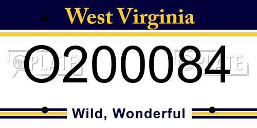 O200084 West Virginia License Plate