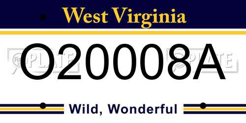 O20008A West Virginia License Plate