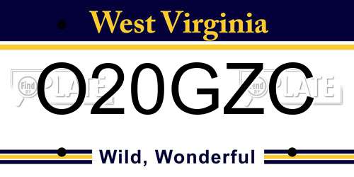 O20GZC West Virginia License Plate