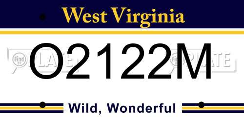 O2122M West Virginia License Plate