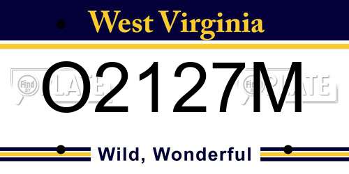 O2127M West Virginia License Plate