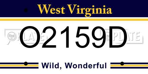 O2159D West Virginia License Plate