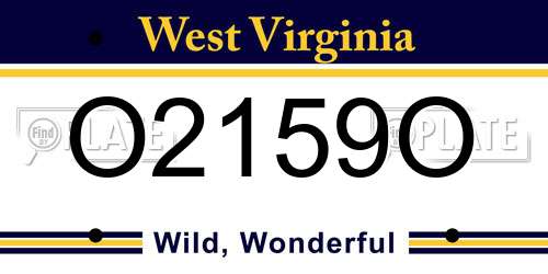 O2159O West Virginia License Plate