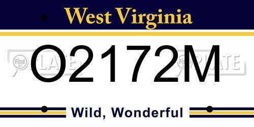 O2172M West Virginia License Plate