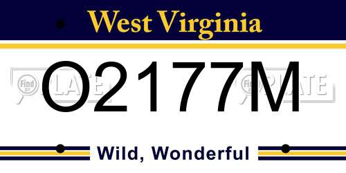 O2177M West Virginia License Plate