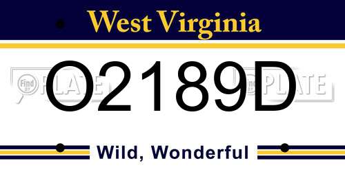 O2189D West Virginia License Plate