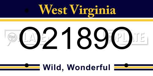 O2189O West Virginia License Plate