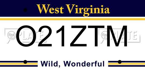 O21ZTM West Virginia License Plate