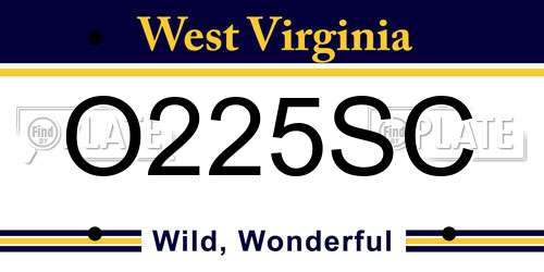 O225SC West Virginia License Plate