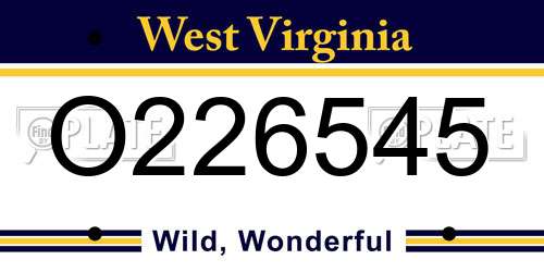 O226545 West Virginia License Plate