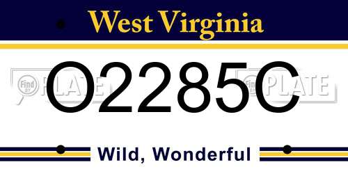 O2285C West Virginia License Plate
