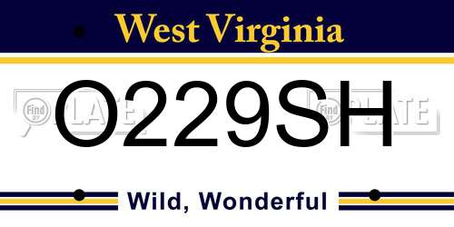 O229SH West Virginia License Plate