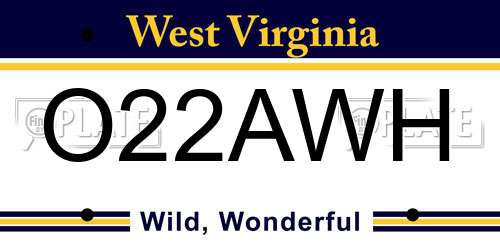 O22AWH West Virginia License Plate