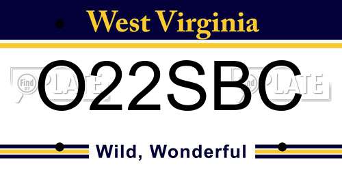 O22SBC West Virginia License Plate