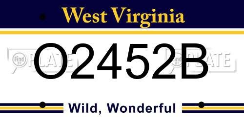 O2452B West Virginia License Plate