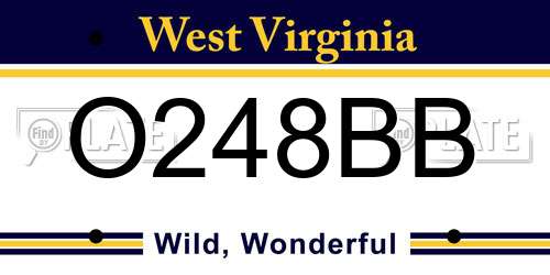 O248BB West Virginia License Plate