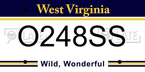 O248SS West Virginia License Plate