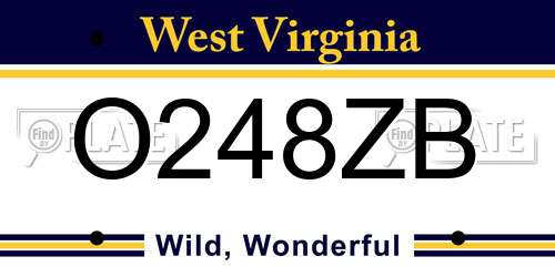 O248ZB West Virginia License Plate