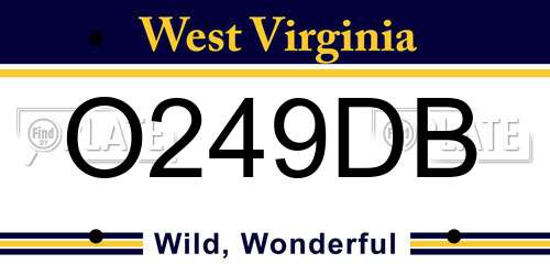 O249DB West Virginia License Plate