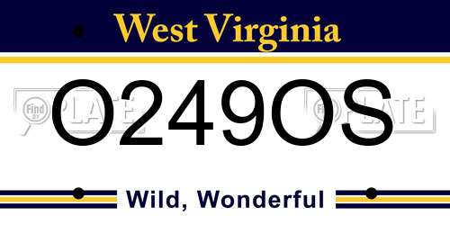 O249OS West Virginia License Plate