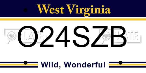 O24SZB West Virginia License Plate