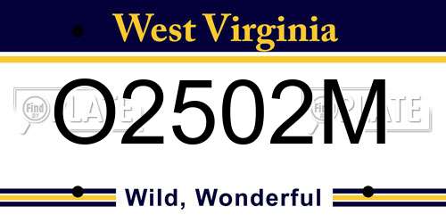 O2502M West Virginia License Plate