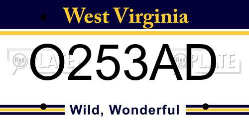 O253AD West Virginia License Plate