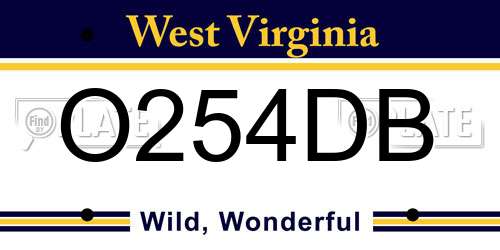 O254DB West Virginia License Plate