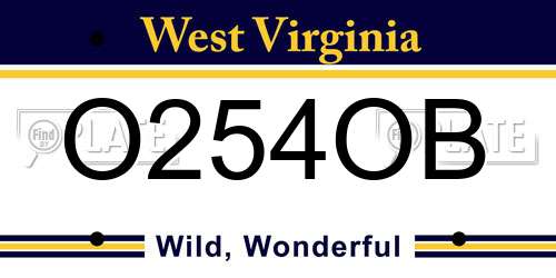 O254OB West Virginia License Plate