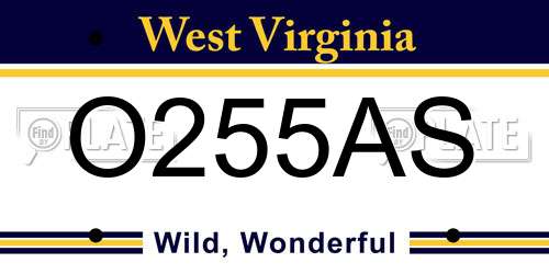 O255AS West Virginia License Plate