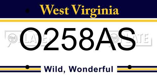 O258AS West Virginia License Plate