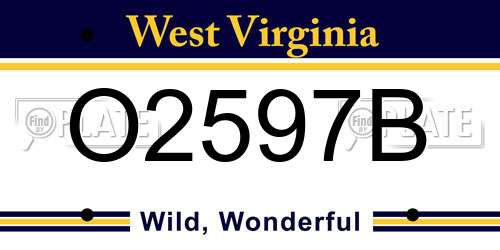 O2597B West Virginia License Plate