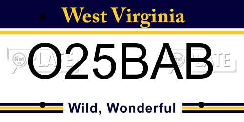 O25BAB West Virginia License Plate