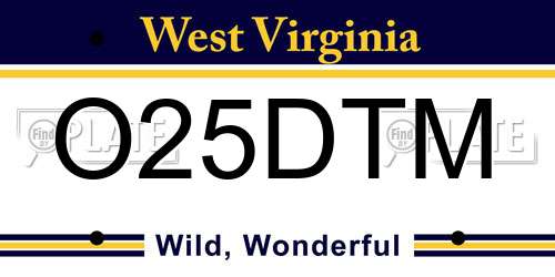 O25DTM West Virginia License Plate