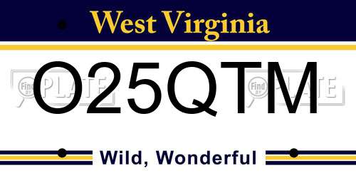 O25QTM West Virginia License Plate