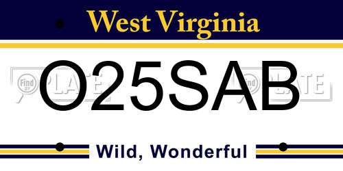 O25SAB West Virginia License Plate