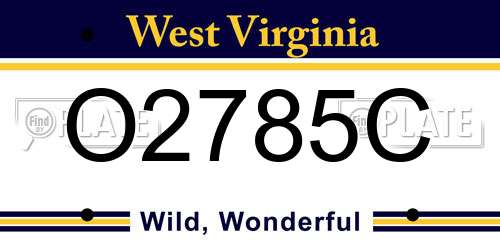 O2785C West Virginia License Plate