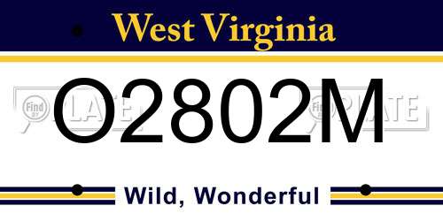 O2802M West Virginia License Plate