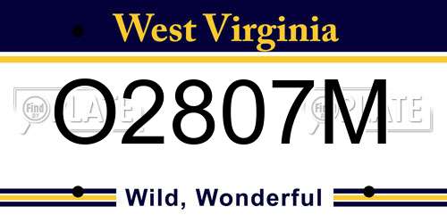 O2807M West Virginia License Plate