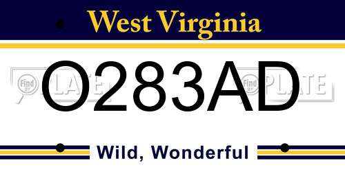 O283AD West Virginia License Plate