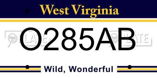 O285AB West Virginia License Plate