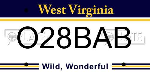 O28BAB West Virginia License Plate