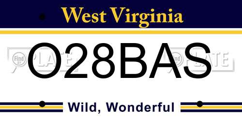 O28BAS West Virginia License Plate