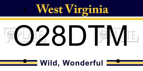 O28DTM West Virginia License Plate