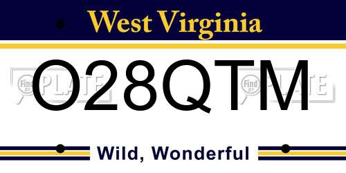 O28QTM West Virginia License Plate